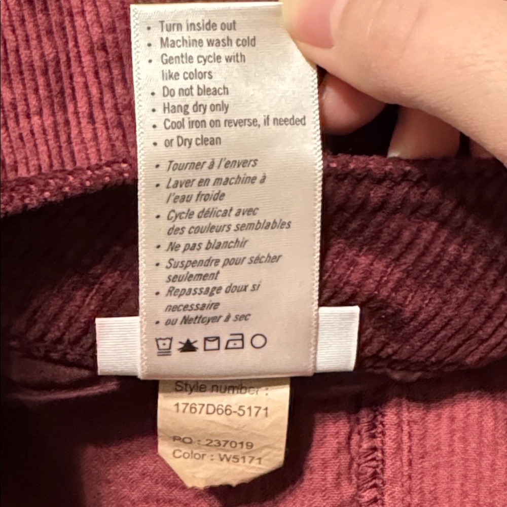 PAIGE Hoxton Ankle Burgundy Red Corduroy Pants size 29 - Picture 12 of 12